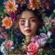 6969色花主编色花主编，女性，专业妆容，工作室环境，花卉色彩研究背景